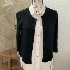 84- Jones New York, Like New Size L Black Cardigan with Mini Crystals.